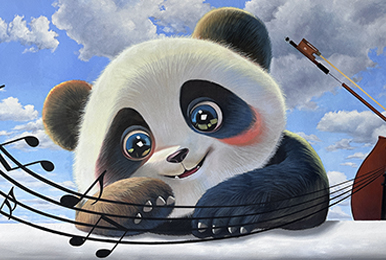 成都墙绘：3D立体画中的大熊猫与音符共舞